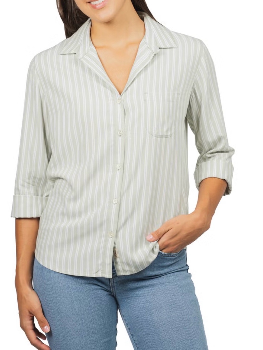 Jachs Girlfriend Women's 3/4 Sleeve Button Up Shirt